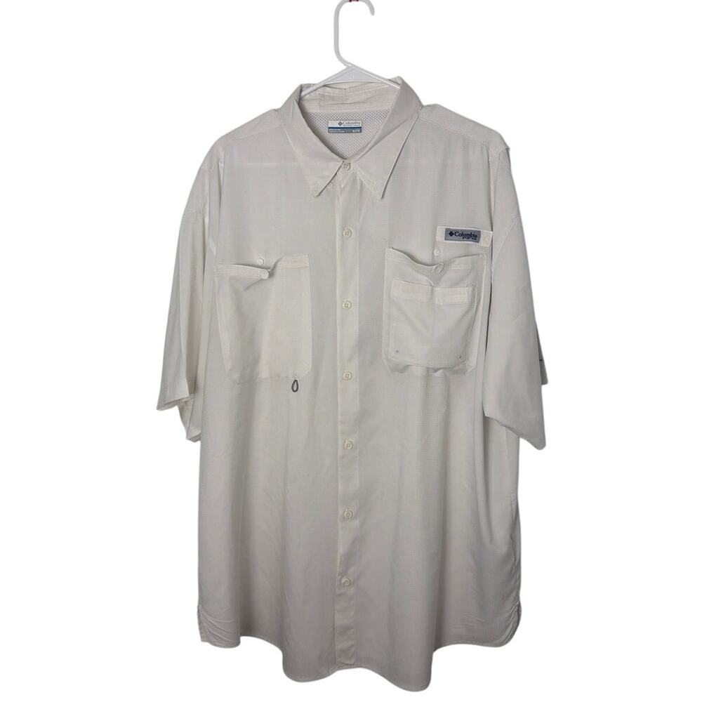 Columbia PFG Short Sleeve Fishing Shirt - White - Size XL